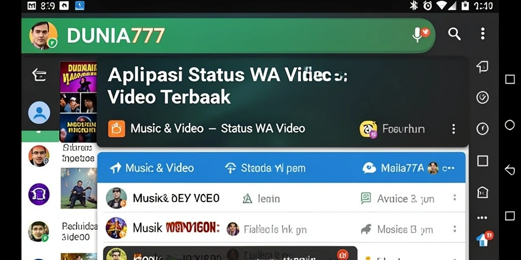 Tampilan antarmuka DUNIA777 untuk Status WA Video yang menarik dan user-friendly.