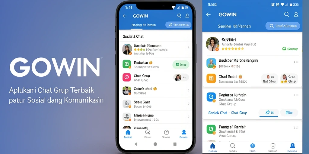 Tampilan antarmuka modern dan fungsional GOWIN untuk Chat Grup.