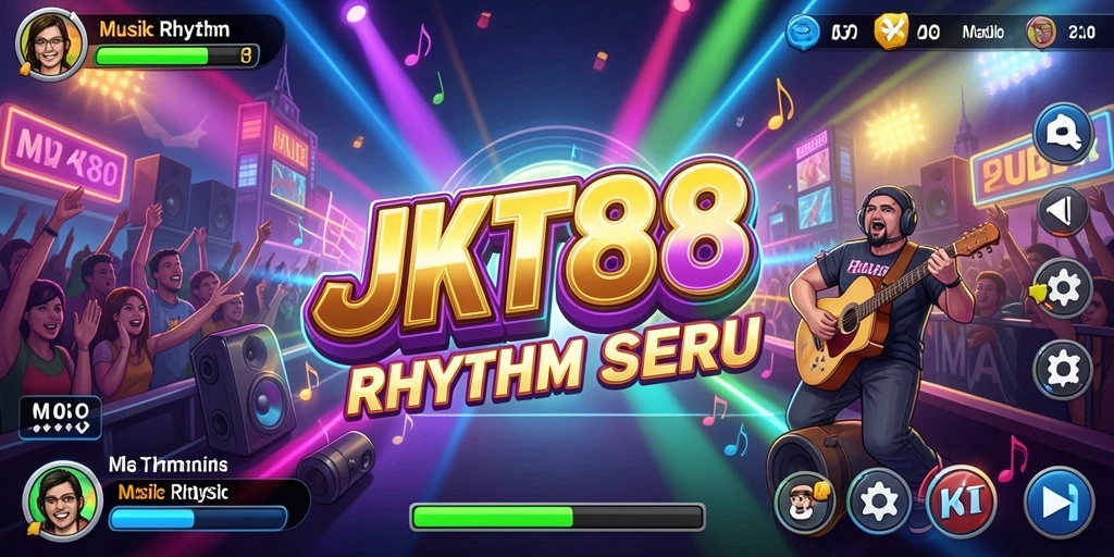 Tampilan antarmuka permainan Musik Rhythm JKT88 yang menarik.