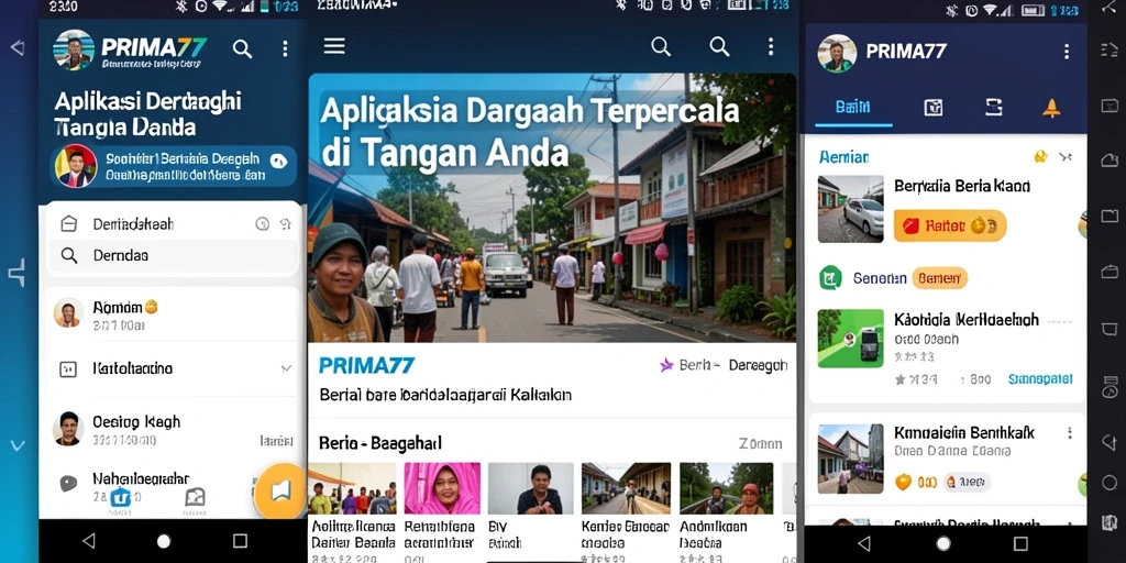 Tampilan antarmuka utama aplikasi PRIMA77 untuk berita daerah.