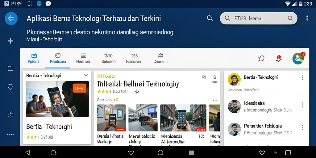 Antarmuka PT89 menampilkan berita teknologi terkini dan navigasi yang mudah.