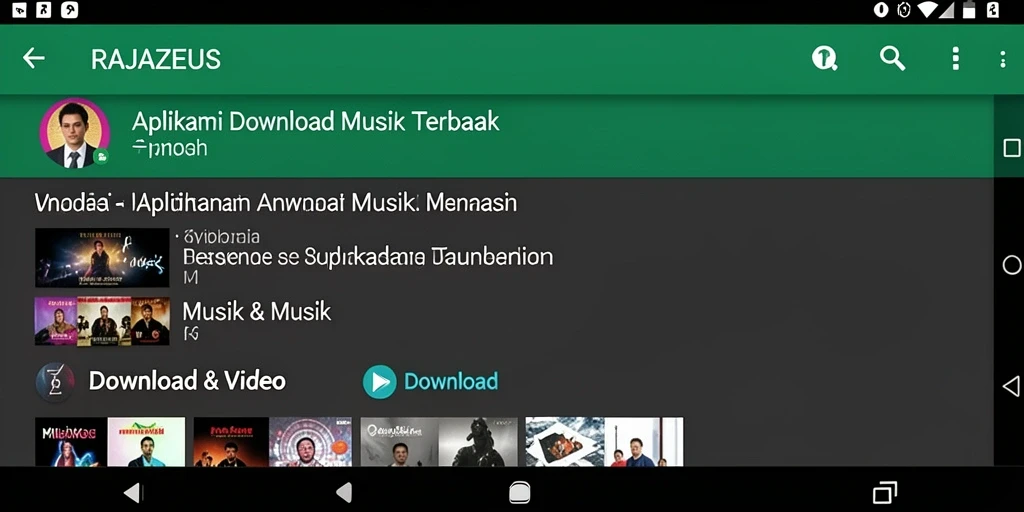 Antarmuka utama RAJAZEUS untuk Download Musik yang intuitif dan menarik.