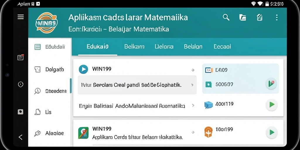 Tampilan antarmuka aplikasi WIN199 untuk belajar matematika.